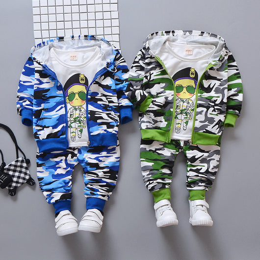 Conjunto de Tres Piezas Camuflaje con Diseño Infantil - Image 5