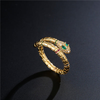 Anillo Serpiente Dorado Ajustable con Circonia Cúbica Brillante para Mujer - Image 10
