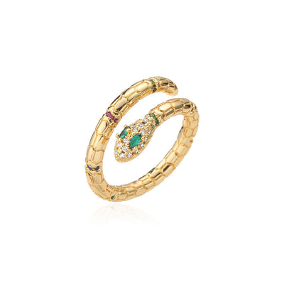 Anillo Serpiente Dorado Ajustable con Circonia Cúbica Brillante para Mujer - Image 8