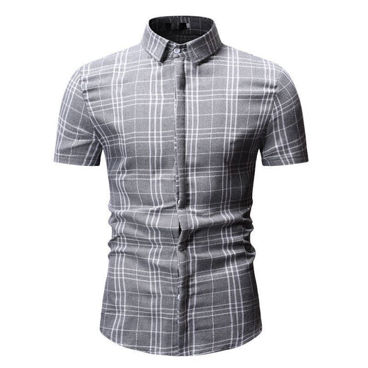 Camisa Casual de Cuadros para Hombre - Manga Corta - Image 11