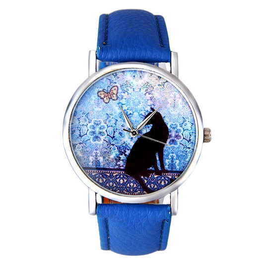 Reloj de Cuarzo Pareja Gato Fresco - Correa de Cuero para Estudiantes - Image 10
