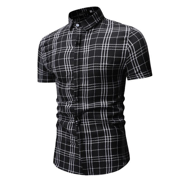 Camisa Casual de Cuadros para Hombre - Manga Corta
