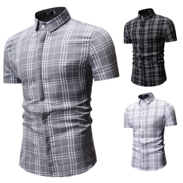 Camisa Casual de Cuadros para Hombre - Manga Corta