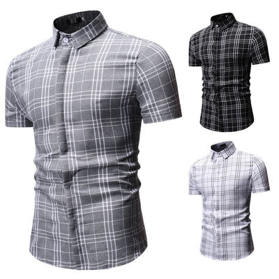 Camisa Casual de Cuadros para Hombre - Manga Corta
