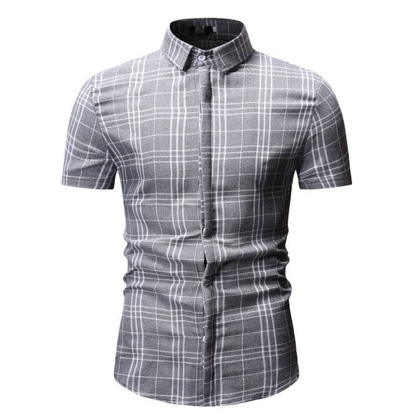 Camisa Casual de Cuadros para Hombre - Manga Corta - Image 5
