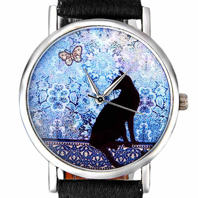 Reloj de Cuarzo Pareja Gato Fresco - Correa de Cuero para Estudiantes - Image 5