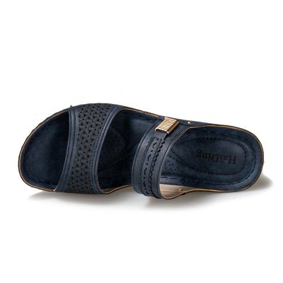 Pantuflas Mujer Talla Grande con Tacón Grueso Hueco Estilo Europeo Americano - Image 9