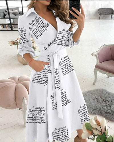 Vestido de Fiesta Elegante Manga Larga Escote en V Estampado - Image 14