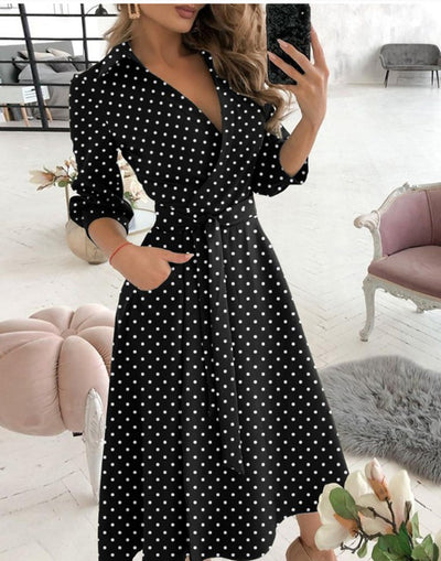 Vestido de Fiesta Elegante Manga Larga Escote en V Estampado - Image 8