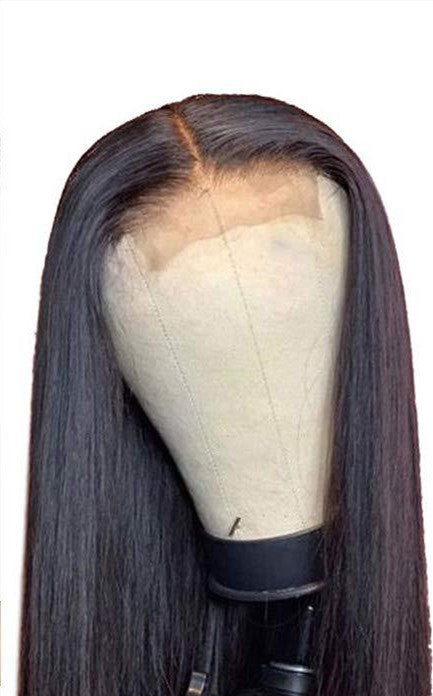 Peluca Frontal de Encaje Liso Largo Negro Estilo Europeo y Americano - Image 3