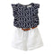 Conjunto Infantil Floral: Playera sin Mangas y Shorts con Cinturón Gratis