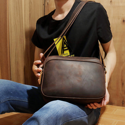 Bolsa Mensajera de Cuero Retro para Hombre - Estilo Negocios y Casual - Image 9