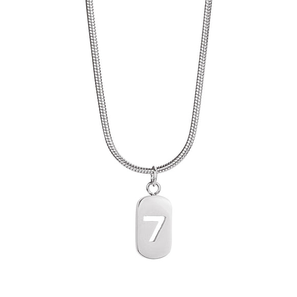 Collar Colgante Número de la Suerte 7 para Mujeres en Acero Inoxidable Dorado