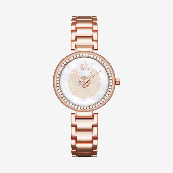 Reloj de Mujer con Banda de Acero Resistente al Agua - Diseño Diamante Moderno
