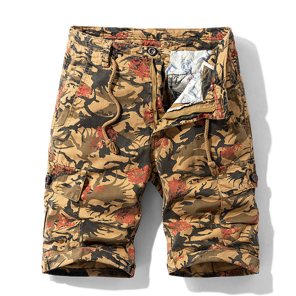 Pantalones Cargo Sueltos Camuflaje con Cinco Bolsillos y Pierna Recta