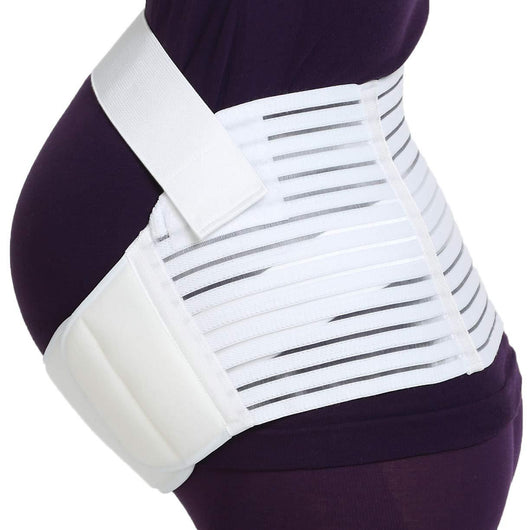 Pink adjustable maternity support belt on a pregnant woman, designed for stomach lift and comfort. - Image 12