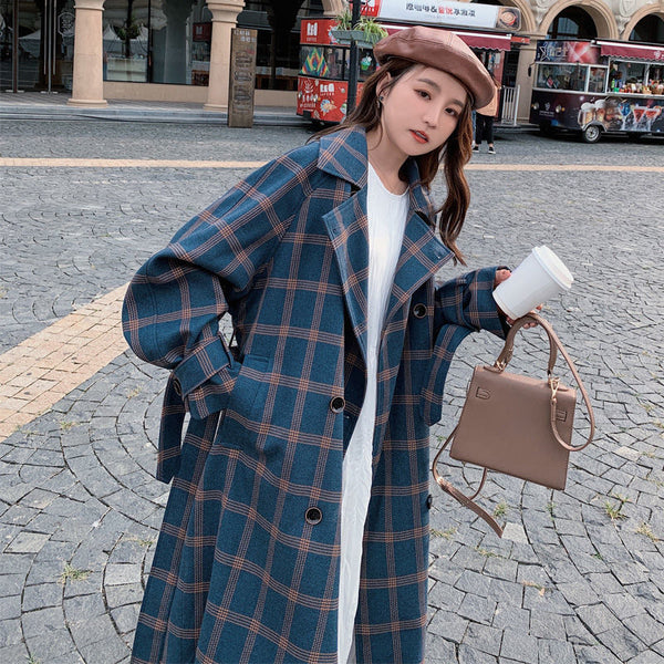 Chaqueta Cuadros Larga Suelta y Ligera - Abrigo Elegante Oversize