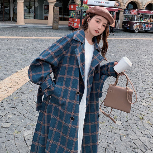 Chaqueta Cuadros Larga Suelta y Ligera - Abrigo Elegante Oversize