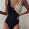 Traje de Baño Enterizo para Mujer con Borde de Pétalos y Costuras Especiales