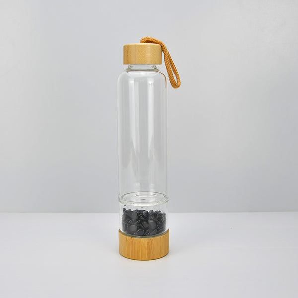 Vaso Energético de Cristal con Filtro Separado y Tapa de Bambú