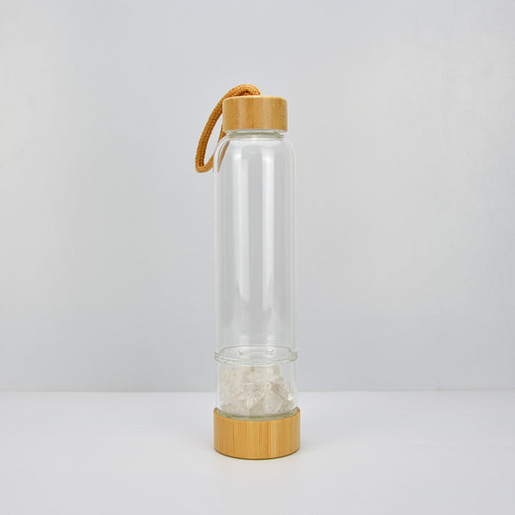 Vaso Energético de Cristal con Filtro Separado y Tapa de Bambú