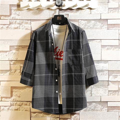 Camisa Casual Holgada a Cuadros de Manga Corta para Hombre - Image 7