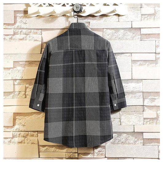 Camisa Casual Holgada a Cuadros de Manga Corta para Hombre - Image 10