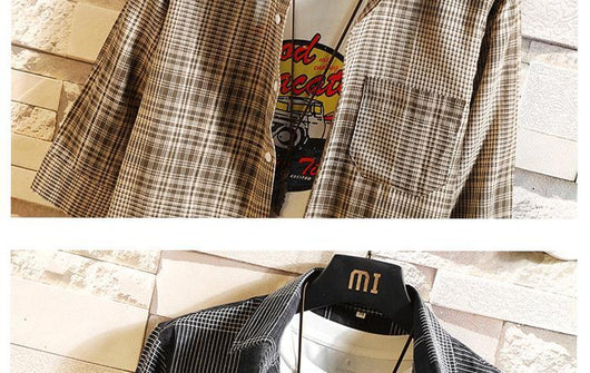 Camisa Casual Holgada a Cuadros de Manga Corta para Hombre - Image 5