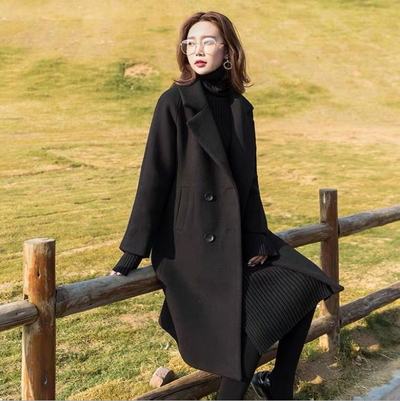 Abrigo de Lana Suelto Negro para Mujer - Elegancia Atemporal - Image 2