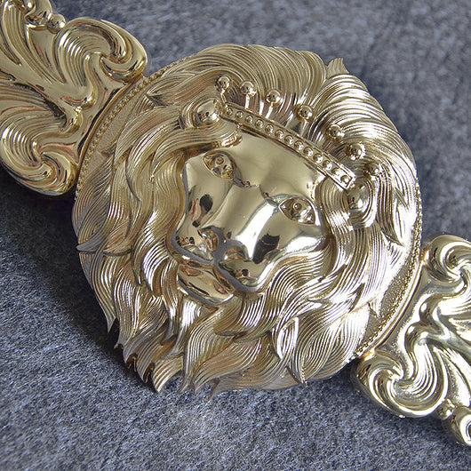Cinturón Dorado con Cabeza de León en Metal para Mujer - Image 3