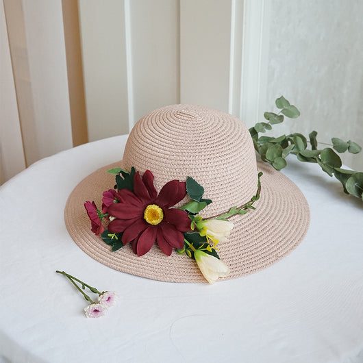 Sombrero de Ala Ancha con Flores para Mujer - Protección Solar Verano - Image 8