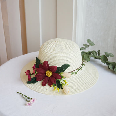 Sombrero de Ala Ancha con Flores para Mujer - Protección Solar Verano - Image 15