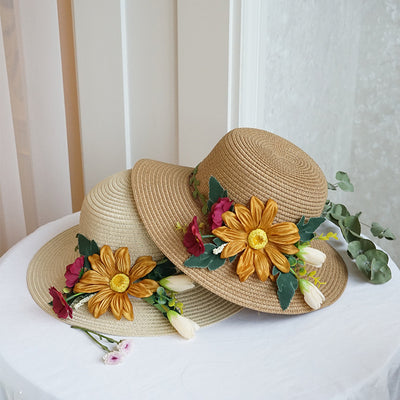 Sombrero de Ala Ancha con Flores para Mujer - Protección Solar Verano - Image 13