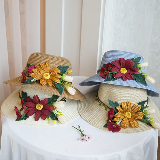 Sombrero de Ala Ancha con Flores para Mujer - Protección Solar Verano - Image 16