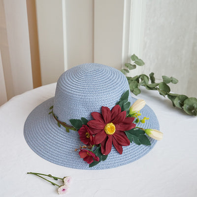Sombrero de Ala Ancha con Flores para Mujer - Protección Solar Verano - Image 17