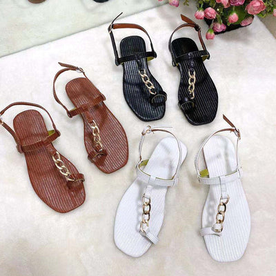 Sandalias Mujer Verano Punta Cuadrada con Cadena Metálica Suela Reforzada Talla 43 - Image 12