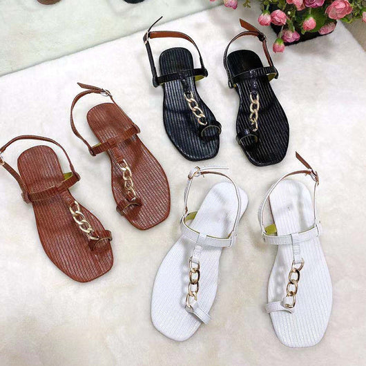 Sandalias Mujer Verano Punta Cuadrada con Cadena Metálica Suela Reforzada Talla 43 - Image 12