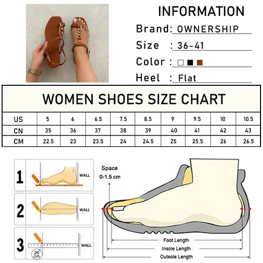 Sandalias Mujer Verano Punta Cuadrada con Cadena Metálica Suela Reforzada Talla 43 - Image 4