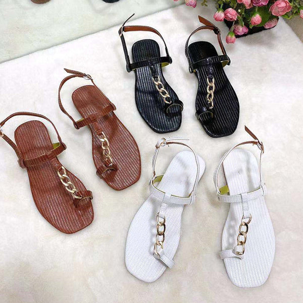 Sandalias Mujer Verano Punta Cuadrada con Cadena Metálica Suela Reforzada Talla 43