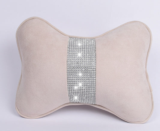 Almohada Cervical para Auto con Cristales y Soporte Lumbar en Ante de Venado