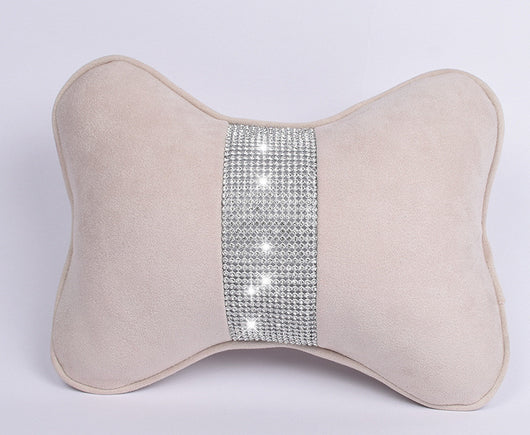 Almohada Cervical para Auto con Cristales y Soporte Lumbar en Ante de Venado