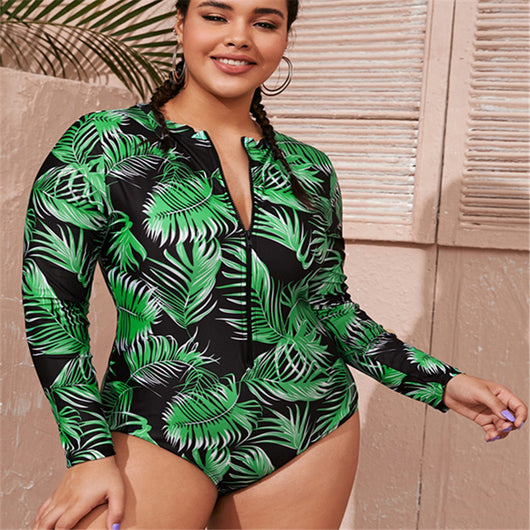 Traje de Baño Entero Talla Grande para Mujer con Manga Larga y Cierre - Image 13