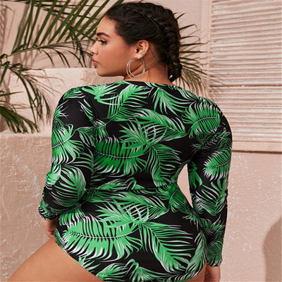 Traje de Baño Entero Talla Grande para Mujer con Manga Larga y Cierre - Image 7