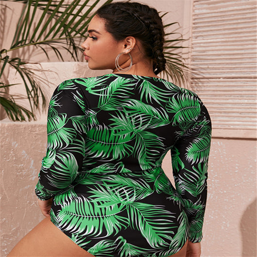 Traje de Baño Entero Talla Grande para Mujer con Manga Larga y Cierre - Image 7