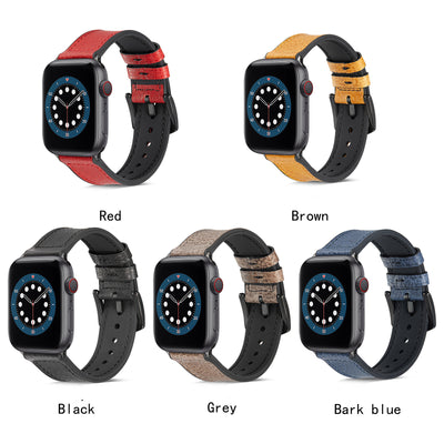 Correa de Cuero para Apple Watch SE - Patrón Lichee con Acabado Aceite - Image 17