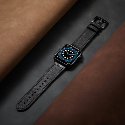 Correa de Cuero para Apple Watch SE - Patrón Lichee con Acabado Aceite - Image 3