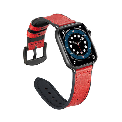 Correa de Cuero para Apple Watch SE - Patrón Lichee con Acabado Aceite - Image 7