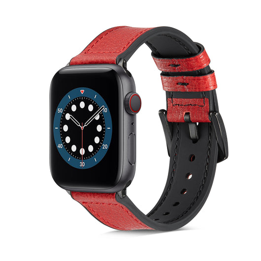 Correa de Cuero para Apple Watch SE - Patrón Lichee con Acabado Aceite - Image 6