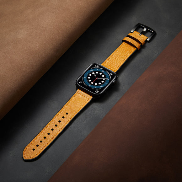 Correa de Cuero para Apple Watch SE - Patrón Lichee con Acabado Aceite