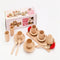 Juego de Cocina Infantil de Madera Maciza - Vajilla y Utensilios sin Pintura